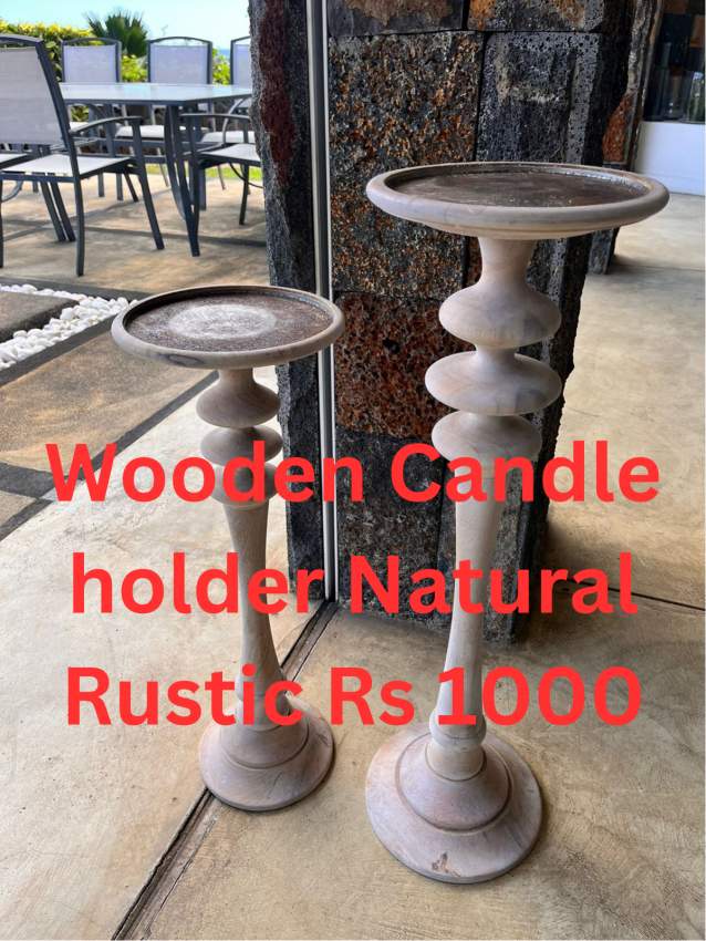 Wooden Candle Holder Natural Rustic on Aster Vender