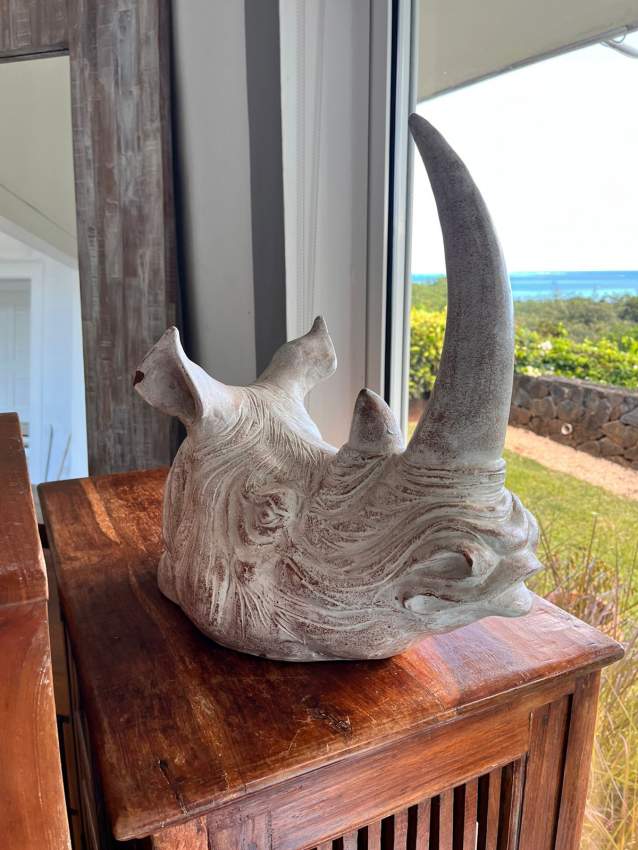 Clay Sculpted Rhino Head - 0 - Interior Decor  on Aster Vender