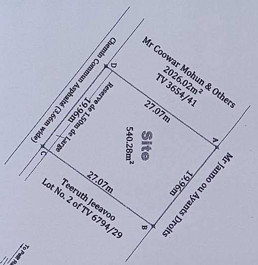TERRAIN RÉSIDENTIEL A VENDRE GOODLANDS - 13 PERCHES - 3 - Land  on Aster Vender