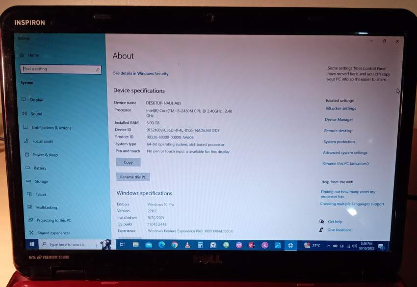 Laptop Dell i5 Inspiron N5110 - 1 - Laptop  on Aster Vender