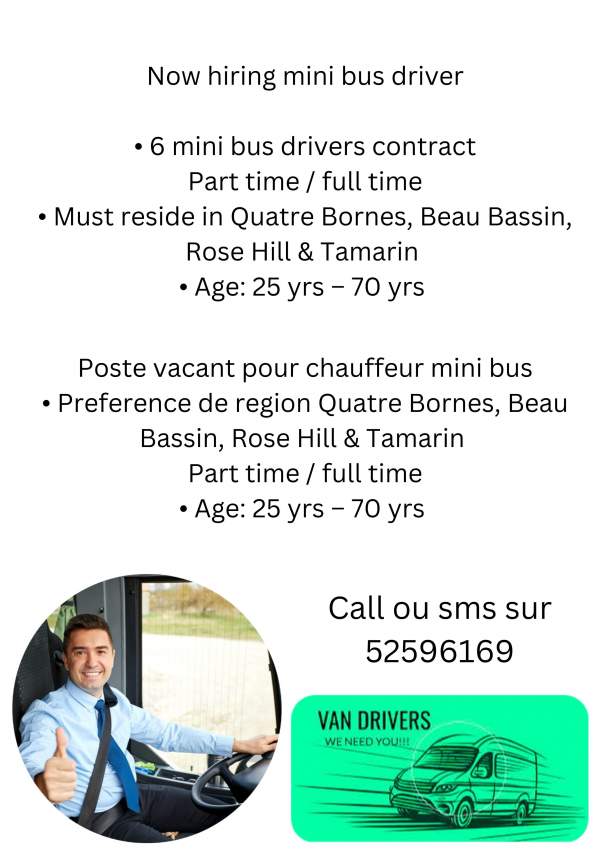 Hiring mini bus driver - 0 - Jobs  on Aster Vender