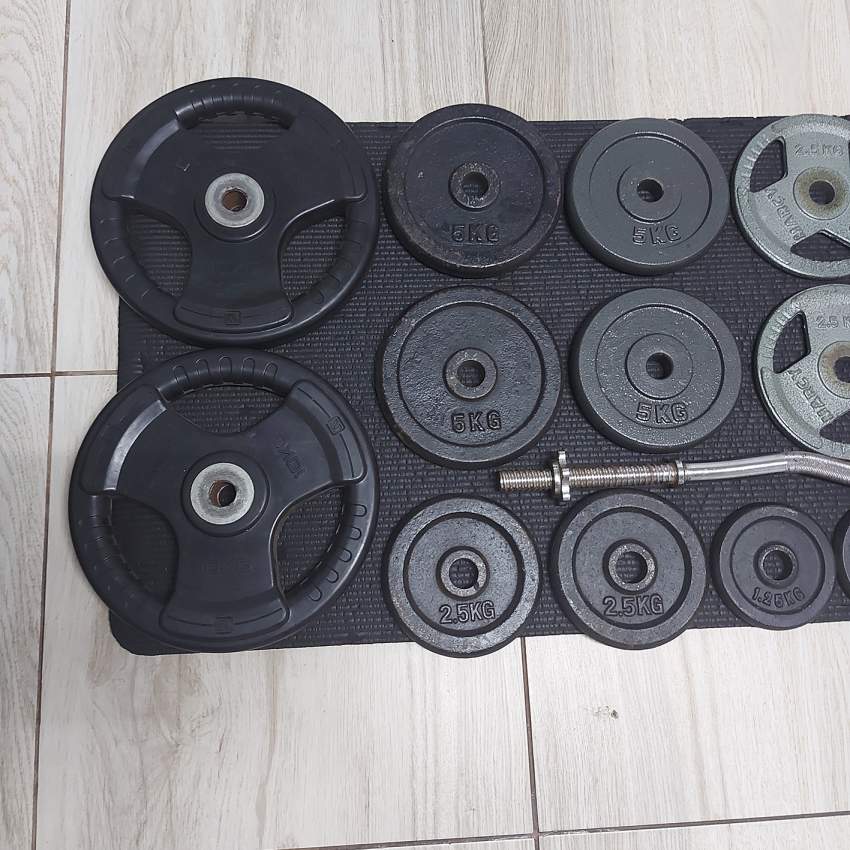 PAIR DUMBBELL, CURL BAR + SET of WEIGHTS - 1 - Fitness & gym equipment  on Aster Vender