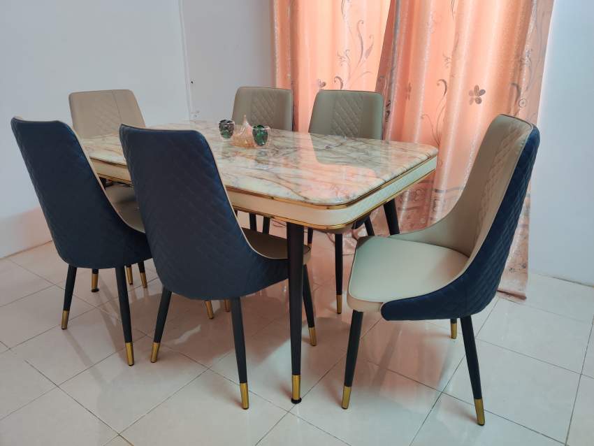 Granite Dining table set with 6 chairs - 1 - Table & chair sets  on Aster Vender