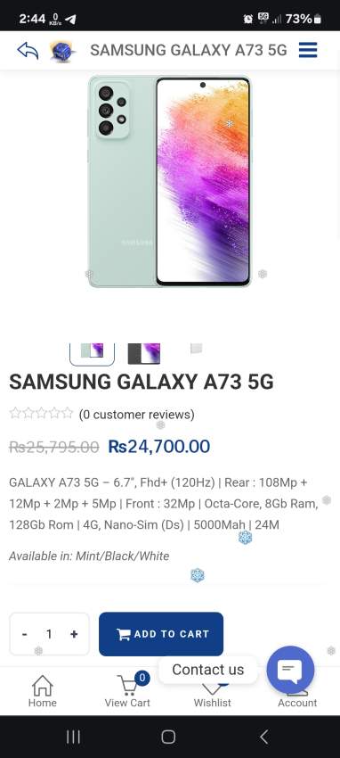 Samsung Galaxy A73 -5G  Ram 8/128 Rom