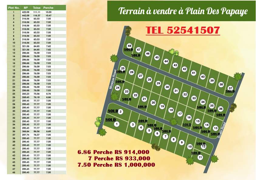 Terrain a vendre a plaine des papayes - 1 - Land  on Aster Vender
