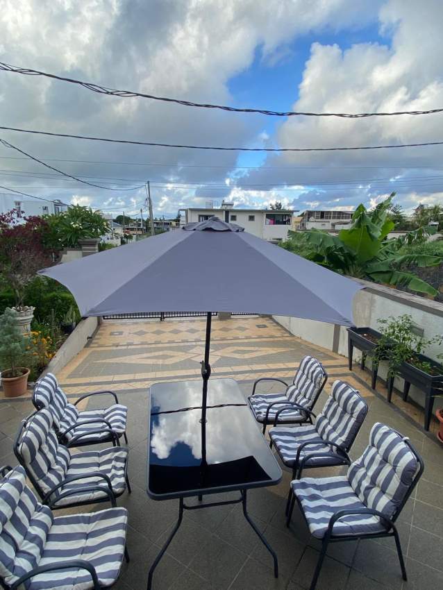 Nelia table and six chairs with umbrella - 1 - Garden Furniture  on Aster Vender