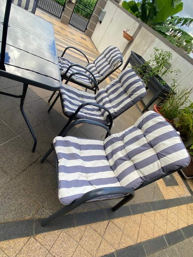 Nelia table and six chairs with umbrella - 0 - Garden Furniture  on Aster Vender