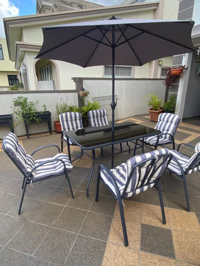 Nelia table and six chairs with umbrella - 4 - Garden Furniture  on Aster Vender