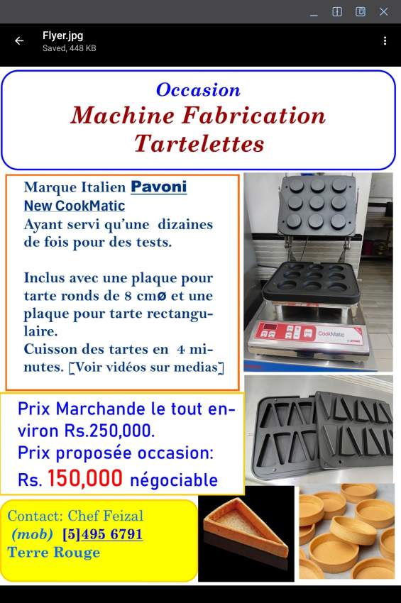 Tartelettes Machine - 5 - Metal  on Aster Vender