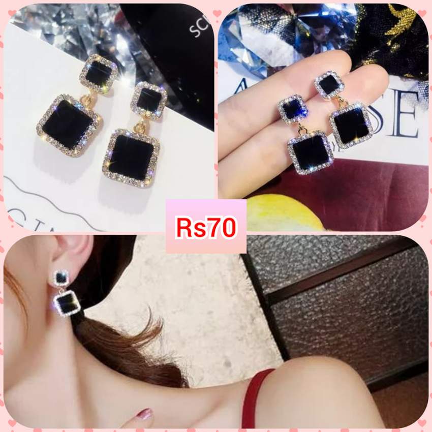 Square black earrings - 0 - Earrings  on Aster Vender