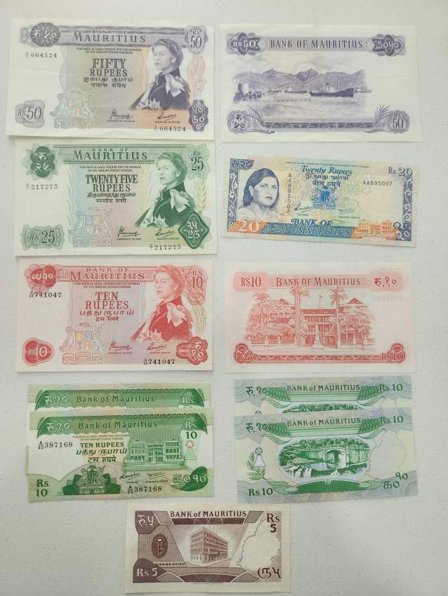 Former Mauritius bank notes - 2 - Banknotes  on Aster Vender