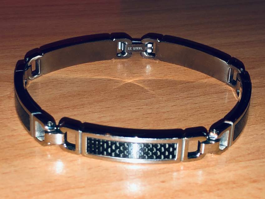 Mens Carbon Fiber Stainless Steel Bracelet - 2 - Bracelet jewelry  on Aster Vender