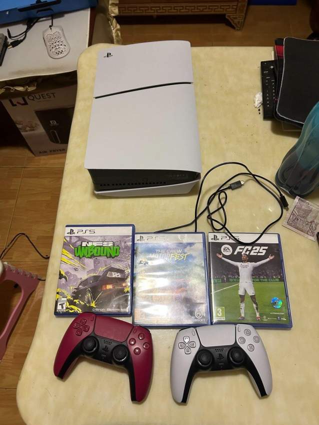 Ps5 slim 1tb 2 controllers and 3 games - 1 - All electronics products  on Aster Vender