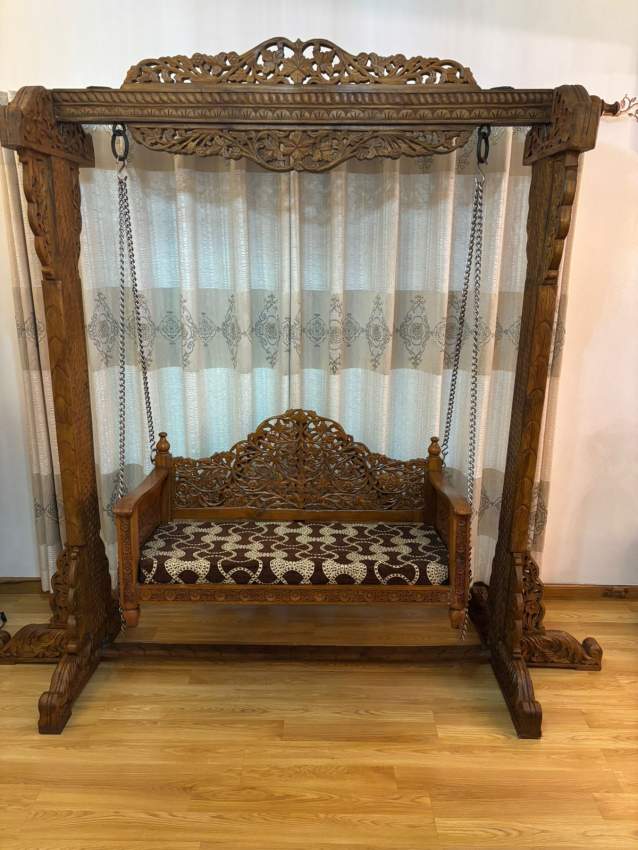 2-seater swing - massive teak wood