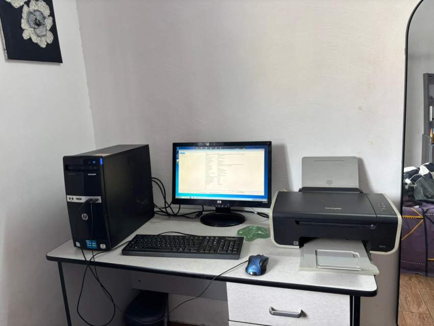 complete HP DESKTOP SET - CPU + MONITOR + KEYBOARD + PRINTER - 1 - PC (Personal Computer)  on Aster Vender