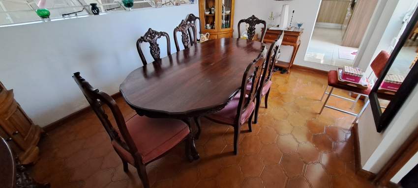 Set de Salle a Manger en Bois Massif Sculpte et Table Console - 1 - Table & chair sets  on Aster Vender