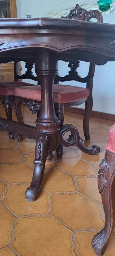 Set de Salle a Manger en Bois Massif Sculpte et Table Console - 3 - Table & chair sets  on Aster Vender