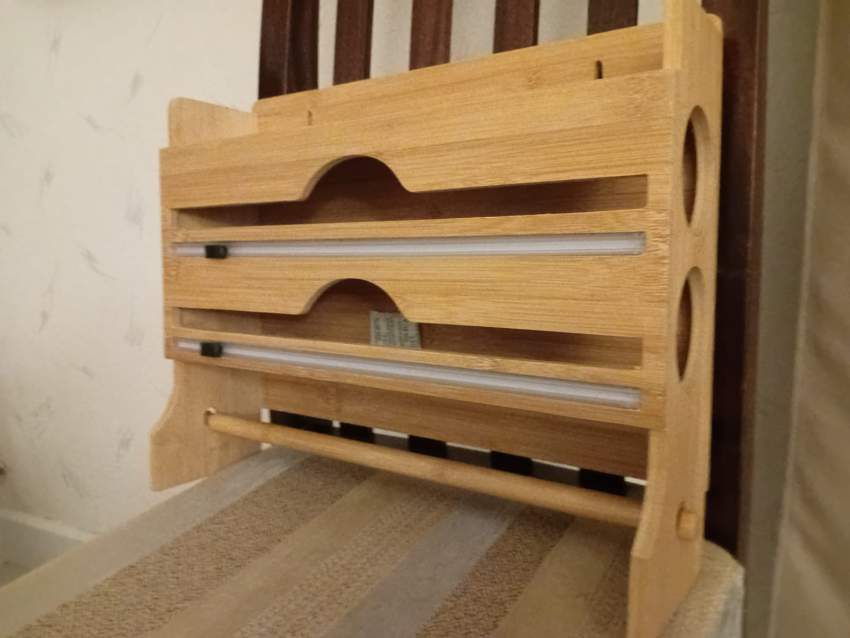 Bamboo wooden 3-roll wall mounted holder - New