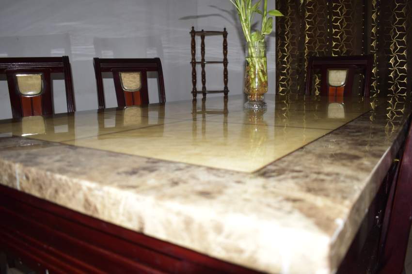 Second Hand Granite & Wood Dining Table – 6 Seater – Rs 16,500 (Negotiable) - 2 - Tables  on Aster Vender