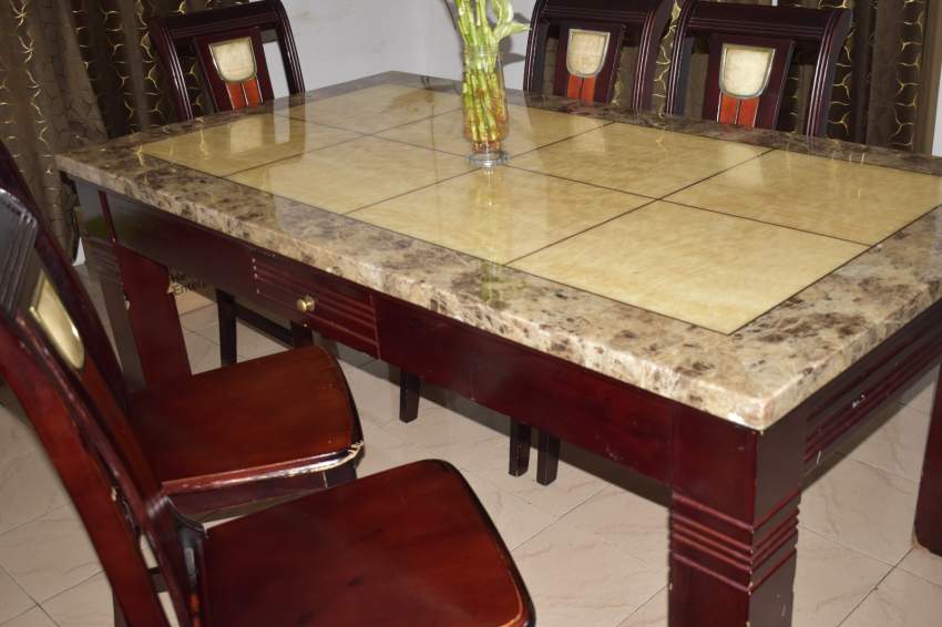 Second Hand Granite & Wood Dining Table – 6 Seater – Rs 16,500 (Negotiable) - 1 - Tables  on Aster Vender