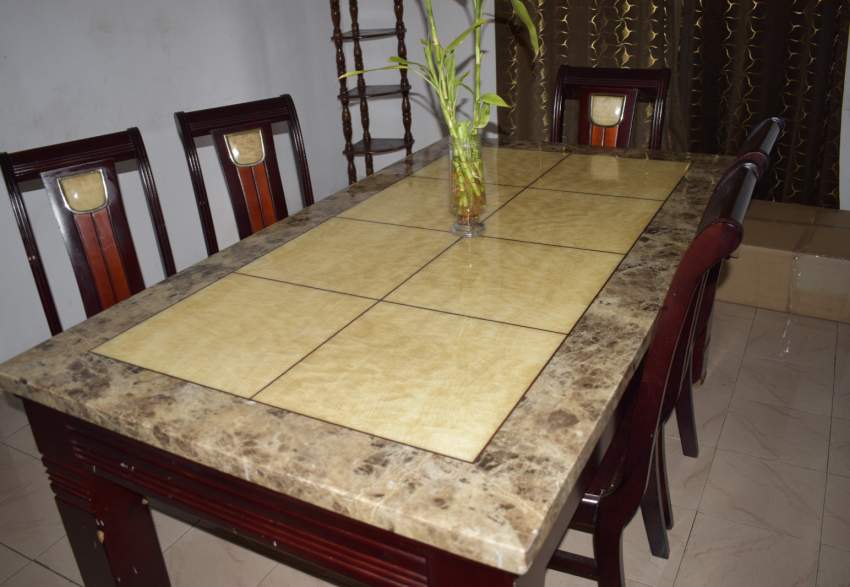 Second Hand Granite & Wood Dining Table – 6 Seater – Rs 16,500 (Negotiable) - 3 - Tables  on Aster Vender