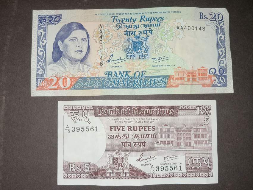 Rs 20 banknote mauritius