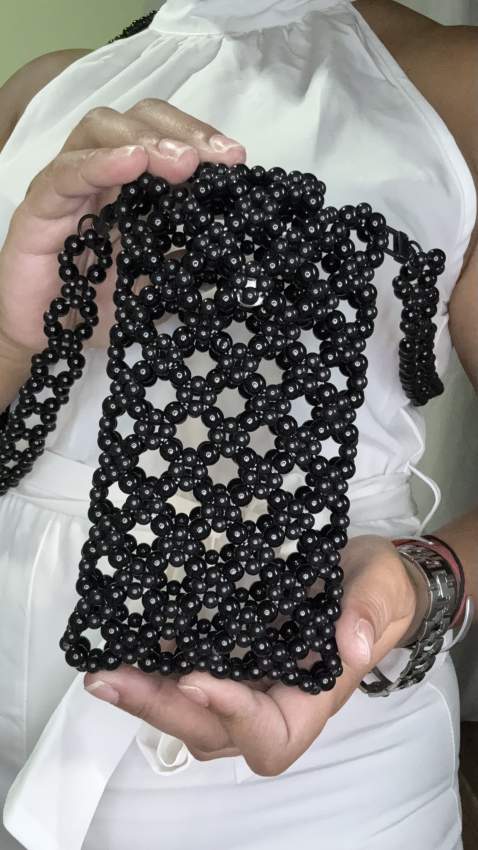 Handmade Beaded Phone Pouch – Gold, Silver & Black | Impressiva Creations - 2 - Handmade  on Aster Vender