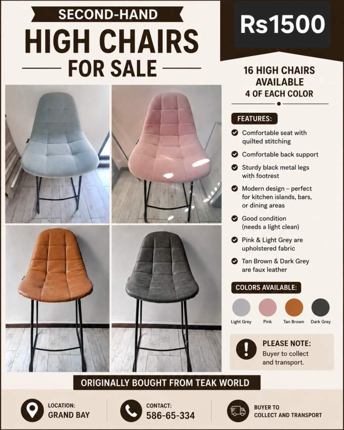 GRANITE-TOP HIGH TABLE & TEAK WORLD HIGH CHAIRS FOR SALE - 1 - Table & chair sets  on Aster Vender