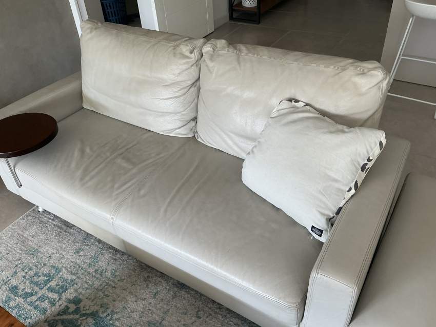 Leather 2 Seat Sofa with Chaise on Aster Vender