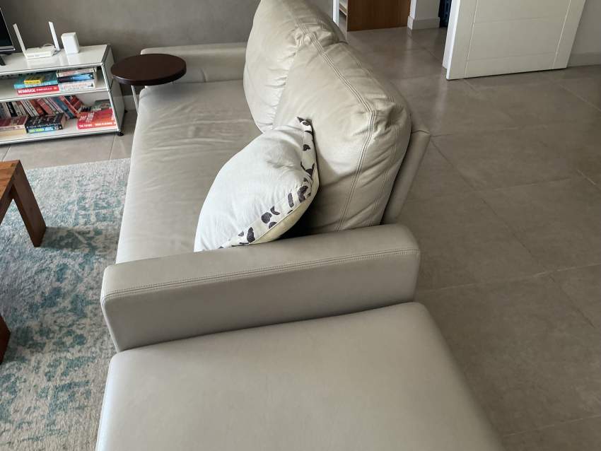 Leather 2 Seat Sofa with Chaise - 2 - Sofas couches  on Aster Vender