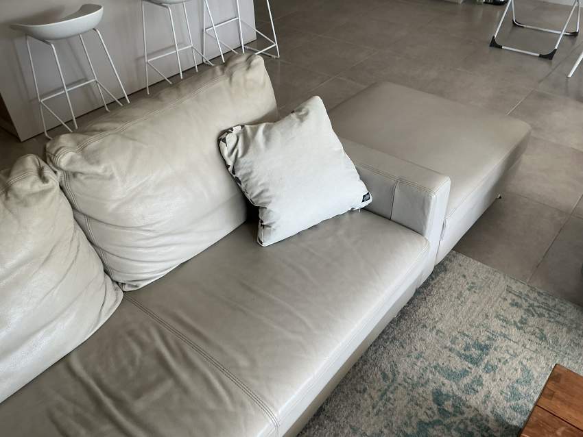 Leather 2 Seat Sofa with Chaise - 3 - Sofas couches  on Aster Vender