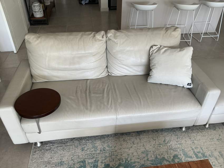 Leather 2 Seat Sofa with Chaise - 4 - Sofas couches  on Aster Vender