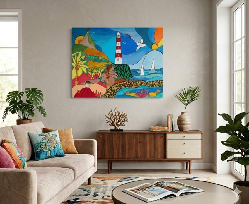 Original Mauritian landscape painting by local artist on Aster Vender