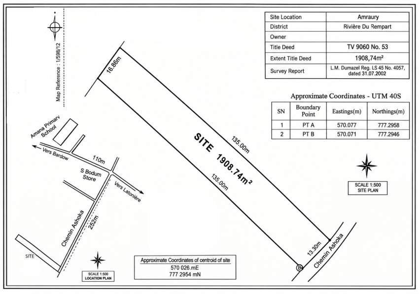 Land for Sale in Amaury, Rivière du Rempart - 1,908.74m² for Rs 3.6 Million - 0 - Land  on Aster Vender
