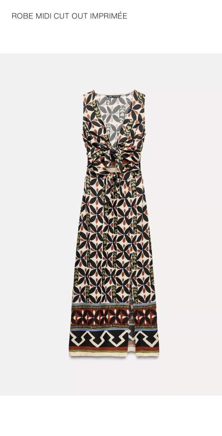 Robe midi ZARA Cut-Out imprimée – Taille L