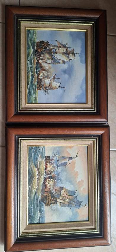 2 antiques oil paintings j harvey