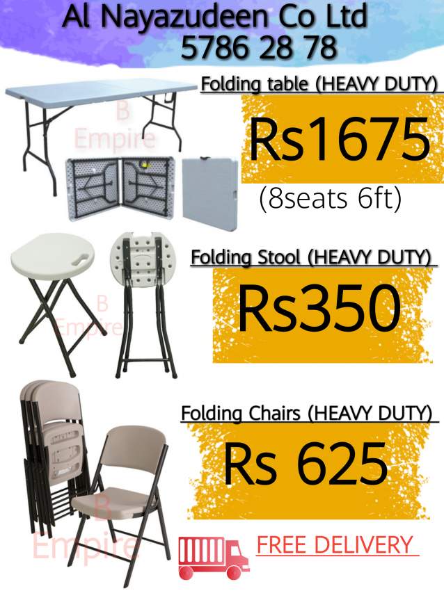 Folding table chairs stool chapito plastic wares - 0 - All household appliances  on Aster Vender
