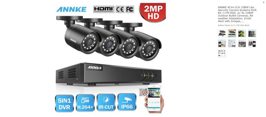 ANNKE 4CH+1CH 1080P Lite Security Camera Systems DVR Kit +1TB HDD - 1 - All electronics products  on Aster Vender