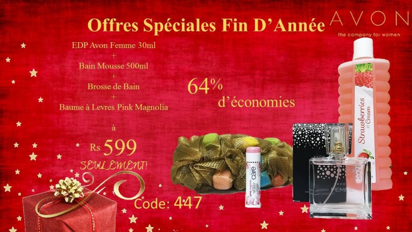 EDP Avon Femme + Bain Mousse + Brosse + Baume a levres - 0 - Gift Sets  on Aster Vender