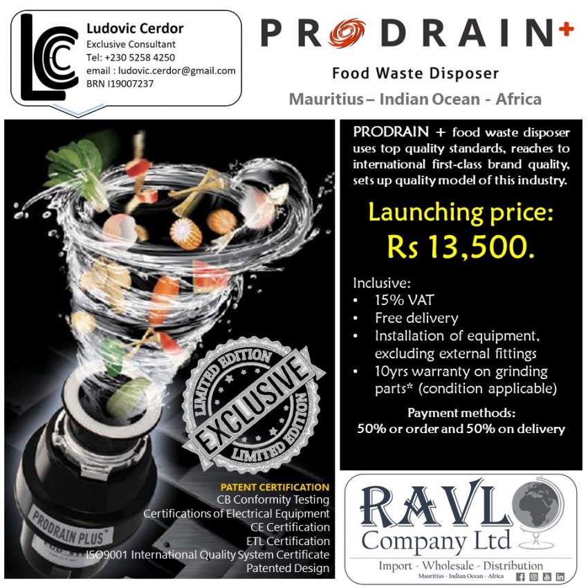 PRODRAIN PLUS MAURITIUS - 0 - Kitchen appliances  on Aster Vender