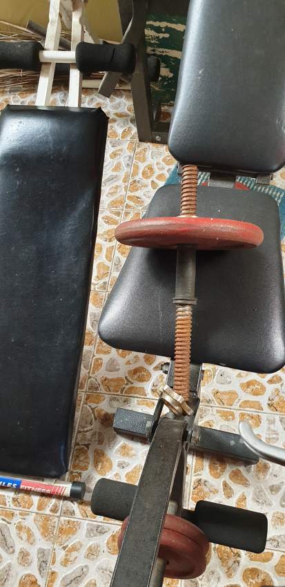 Bench,abdo bench,bar z and 2 dumbell - 2 - Fitness & gym equipment  on Aster Vender