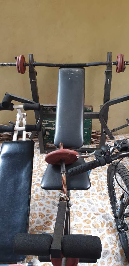 Bench,abdo bench,bar z and 2 dumbell - 4 - Fitness & gym equipment  on Aster Vender