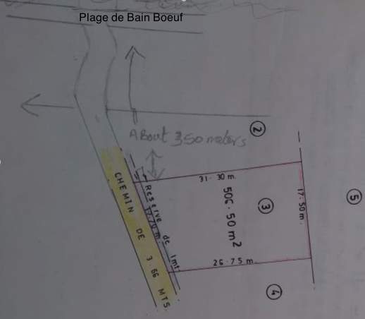 13 Perches of Land Bain Boeuf Beach - 3 - Land  on Aster Vender