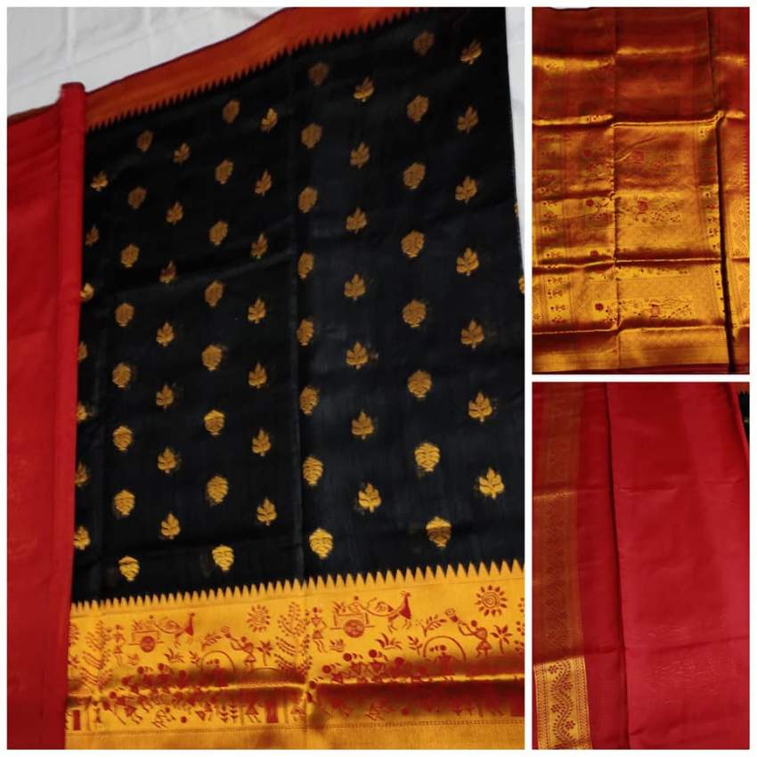 Silk Saree - Red and Black - 0 - Saree  on Aster Vender