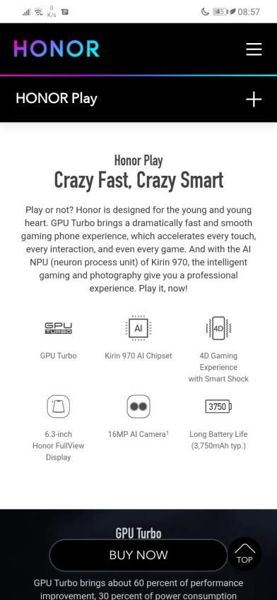 Honor play for sale or exchange with iphone 7 or 8 - 1 - Honor Phones  on Aster Vender