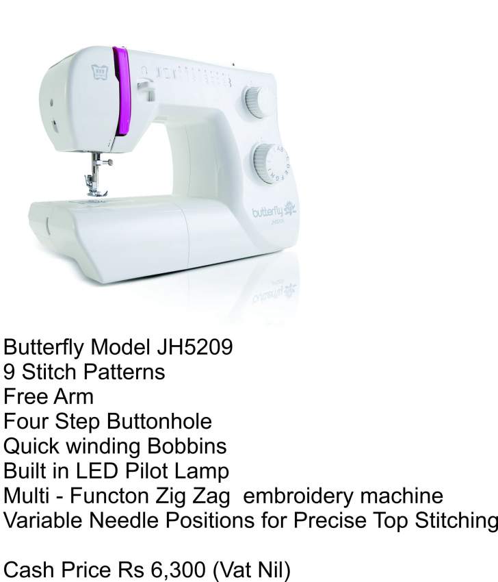 Sewing and Embroidery Machine - Butterfly JH5209 - 2 - Sewing Machines  on Aster Vender