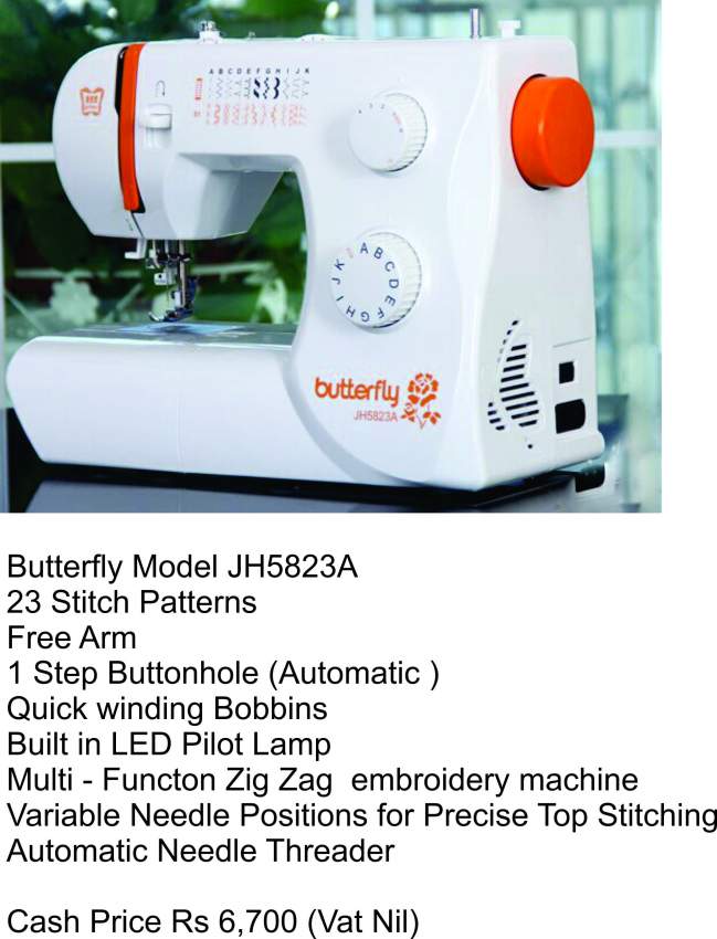 Sewing and Embroidery Machine - Butterfly JH5823A - 1 - Sewing Machines  on Aster Vender