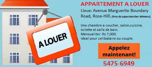 APPARTEMENT A LOUER ROSE-HILL - 0 - Apartments  on Aster Vender