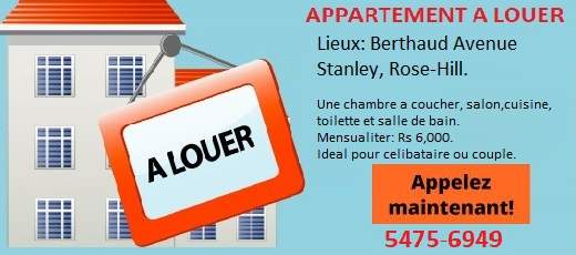 APPARTEMENT A LOUER- Stanley ROSE-HILL - 0 - Apartments  on Aster Vender