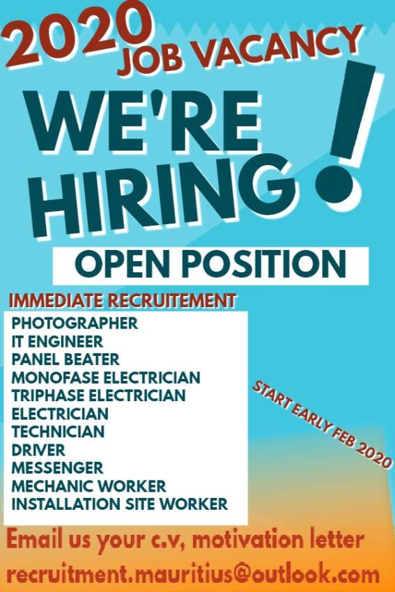 VACANCY 2020 WE ARE HIRING IMMEDIATE RECRUITMENT - 0 - Jobs  on Aster Vender